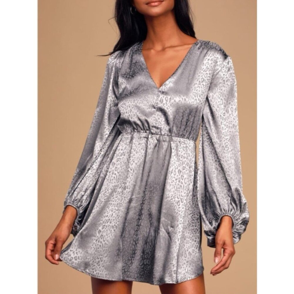 Anthropologie Sage The Label Dress Small 2 4 6 Gray Silver Washable Stretch